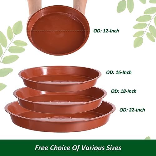 PATIKIL 4 Pack Large Plastic Plant Saucer, 22 Inch Plant Tray for Pots Round Plant Dish Plant Drip Trays Water Tray for Indoors Outdoors Garden, Red - Image 7