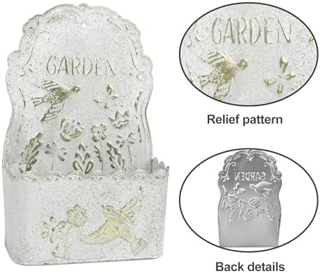 BIG FORTUNE Metal Wall Mount Planter Wall Vases for Flowers Shabby Chic Decor for Rustic Farmhouse Outdoor Decor (White) - Image 4