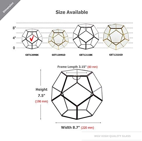WGV Geometric Planter Terrarium, Width 8.7" Height 7.5" Clear Glass Black Frame DIY Succulent air Plant Miniature Fairy Garden Windowsill Tabletop Decor, Globe Geode 1 Piece - Image 2