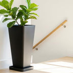Worth Garden Large 28 in.Tall Planters Set of 2 for Indoor and Outdoor, Heavy Duty Plastic Black Modern Taper Flower Plant Pots with Drainage Hole and Dual-Purpose Tray for Front Porch, Patio - Image 3