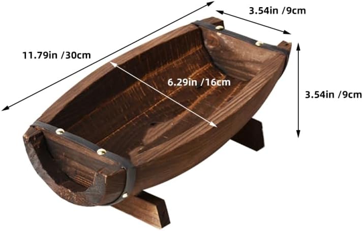 Boat Shaped Wooden Planter for Indoor and Outdoor Use Stylish Half for Storage Flower Display and Decorative Seafood Serving - Image 2