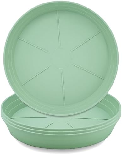 LWALRS Plant Saucer 14 Inch 4 Pack 6 8 10 12 14 16 18 20 25, Plastic Plant Trays for Pots，Extra-Deep Plant Water Dray Tray, Bird Bath Bowl, Heavy Flower Plant Saucers Indoors and Outdoor No Holes by MARYJANESPALACE