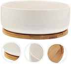 YARNOW Ceramic Succulent Pot with Bamboo Tray 1 Set Flower Pot for Indoor and Outdoor Use for Cactus and Bonsai Plants Sturdy and Stylish Design - Image 2