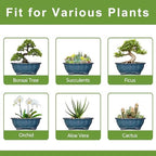 Bonsai Pots - 13.2 Inch Oval Ceramic Pots for Plants, Large Succulent Planter with Drainage Hole, Decorative Planters for Indoor Outdoor, Garden House Decor, Housewarming Gifts, Retro Blue - Image 7