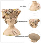 Face Flower Pot Head-Planters Succulent - 10 Inch Garden Resin Face Planter with Drainage Hole for Indoor and Outdoor Plant 7.75 * 6.75 * 10 Inch - Image 3