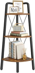 HOOBRO Corner Shelf, 3-Tier Corner Shelf Stand, 40” Tall Ladder Bookshelf, Industrial Corner Display Shelf Plant Stand for Living Room, Kitchen, Home Office, Rustic Brown BF143CJ01 by HOOBRO