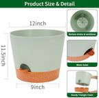 GARDIFE 12 inch Plant Pots, planters, Self Watering Pots, Large Plastic Flower pots with Deep Reservior and High Drainage Holes for Indoor Outdoor Plants and Flowers, Green - Image 2