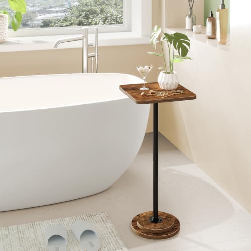 HOOBRO Drink Table, Small Square Pedestal Side Table for Small Spaces - Image 6