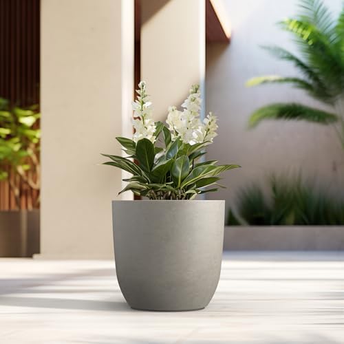 Kante Accent Round Curved Weathered Concrete Planter 16.5" Dia, Outdoor - Image 4