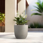 Kante Accent Round Curved Weathered Concrete Planter 16.5" Dia, Outdoor - Image 4