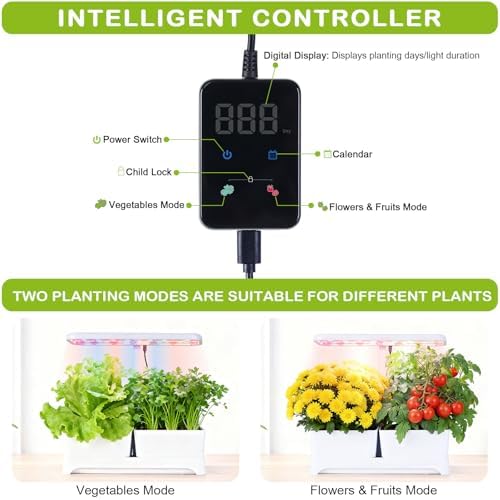 Indoor Herb Garden with Grow Light & Pots, Full Spectrum LED Planter for Kitchen Herbs & Houseplants, Height Adjustable Indoor Growing System for Home & Apartment Decor (White, 16 * 6.3 * 7.1 inch) - Image 6
