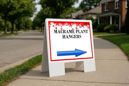 Macrame Plant Hangers 4Th Of July American Flag Usa Patriotic Red Blue Stars Directional Arrows A-Frame Double Sided 23x23 in. Yard Road Sign by WorkHouseSigns