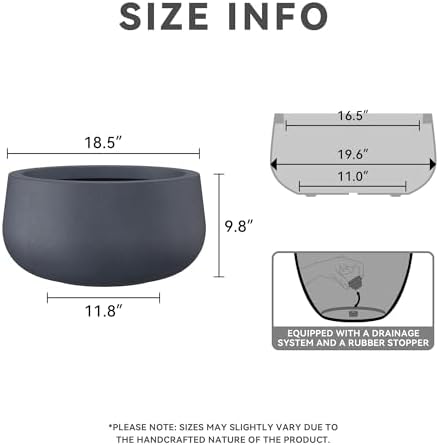 Kante Charcoal Concrete Planter 20" Dia All-Weather Round Large Pot - Image 2