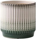 Plant Pot Cylindrical Large Ceramic Plant Pots Simple Lines Gradient Color Flower Pots Living Room Balcony Succulent Plants Green Plants Planters Flower Pots(Green,Small) (Green S) by Unknown