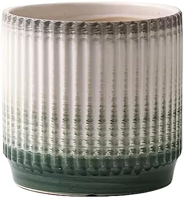 Plant Pot Cylindrical Large Ceramic Plant Pots Simple Lines Gradient Color Flower Pots Living Room Balcony Succulent Plants Green Plants Planters Flower Pots(Green,Small) (Green M) by Unknown