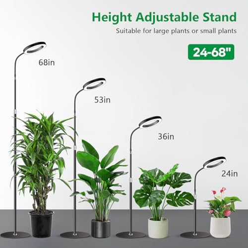Aumtrly Black Grow Lights for Indoor Plants, Full Spectrum, with 68" Stand - Image 5