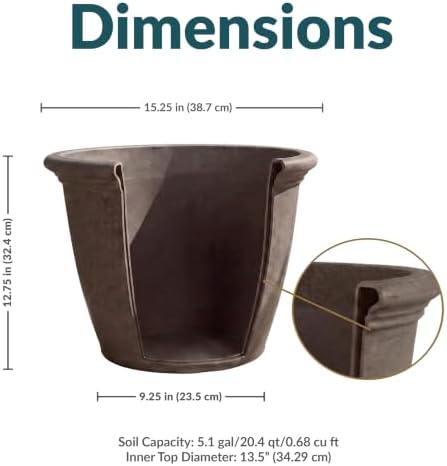 Sunnydaze Anjelica 15.25'' Large Plastic Planter Pot for Plants, Sable - Image 6
