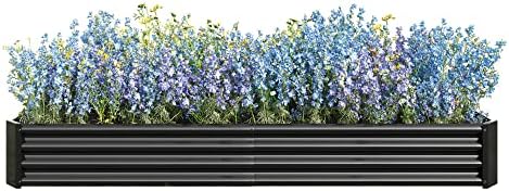 Metal Raised Garden Bed Outdoor, Rectangle Galvanized Rustproof Raised Planter Boxes for Flowers, Plants, Vegetables, Herbs (Black, 8x4x1FT) - Image 2