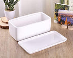VanEnjoy 10 Inch White Rectangle Ceramic Succulent Planter Pot Decorative Cactus Plant Pot Flower Container with Ceramic Tray - Image 3