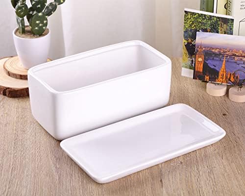 VanEnjoy 10 Inch White Rectangle Ceramic Succulent Planter Pot Decorative Cactus Plant Pot Flower Container with Ceramic Tray - Image 3