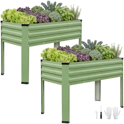 Galvanized Raised Garden Bed with Legs 2Pack,48x24x32in Elevated Garden Bed by Unknown