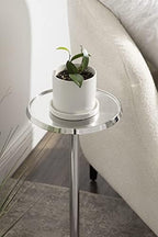 Kate and Laurel Sanzo Modern Pedestal Side Table; 9 x 9 x 23; Silver; Decorative End Table with Sleek Tabletop - Image 4