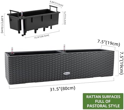 Dexceder 31.5 Inch Self Watering Rail Window Box (Deep Gray) - Image 3