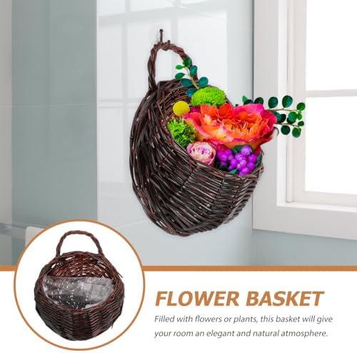 DOITOOL 2 Pcs Hanging Wicker Baskets for Wall, Semi Circular Rattan Hanging Planter Woven Flat Back Wall Mounted Fruit Basket Decor for Indoor Plant Flower Kitchen Storage - Image 5