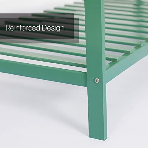 MoNiBloom Ladder Shelf Bamboo 4-Tier Plant Stand Display Storage Organizer Flower Rack Planter Holder for Living Room Corner Balcony Lawn Patio Indoor Outdoor, Green - Image 6