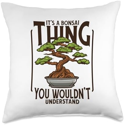 Bonsai Tree Plant Tools Care Kit Set Gifts Ideas Thing Pots Penjing Indoor Bonsai Throw Pillow, 18x18, Multicolor by Unknown