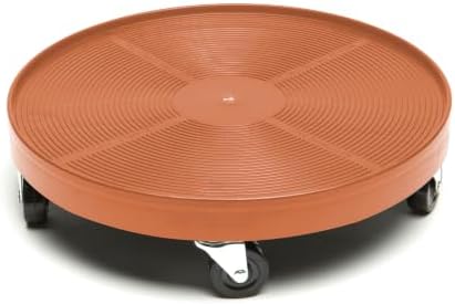 DeVaultEnterprises 16" Rolling Plant Caddy with Wheels, Heavy Duty Plant Pot Stand with Casters & Locking Wheel, Indoor Outdoor Planter Base for Pots, Round Plant Tray, Terracotta, Supports 500 lbs by Unknown