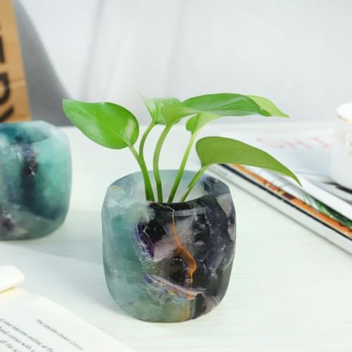 mookaitedecor Natural Fluorite Crystal Tea Light Candle Holder - Image 6