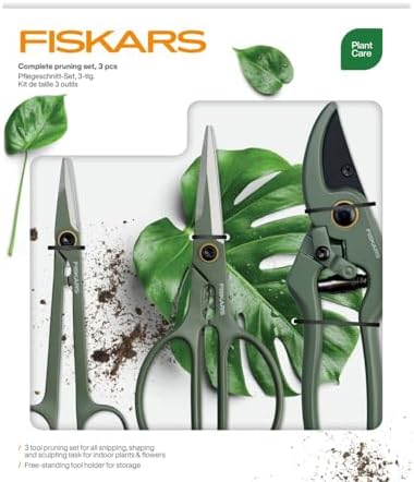 Fiskars Urban Plant Care Care 1075317 3-Piece Plant/Flower Scissors with Holder, Small Plant Shears with Holder, Stainless Steel/Plastic, Dark Green/Black - Image 6