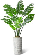 Artificial Tree in Geometric Pattern Planter, Fake Monstera Silk Tree for Indoor and Outdoor Home Decoration - 65" Overall Tall (Plant Pot Plus Tree) by SIGNWIN