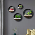 Pack of 4 Round Wall Planters Hanging Metal Plant Containers Circle Plant Holder Contemporary Morden Circle Iron Vase for Succulents or Herbs Cactus and More (Black) by EssenceLiving