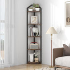 Fun Memories 5 Tier Corner Shelf, 70” Corner Shelf Stand, Corner Bookshelf Plant Stand, Storage Shelf for Bathroom, Living Room, Kitchen,Home Office, Brown - Image 2