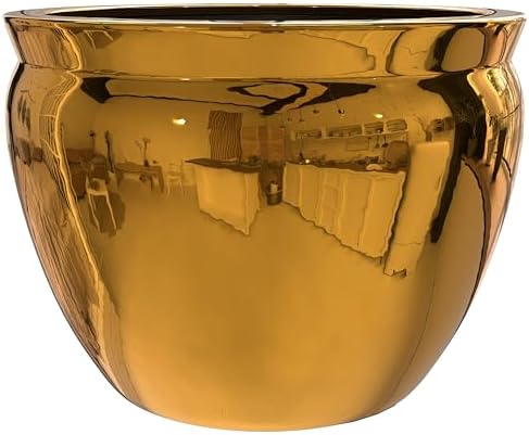 Red Lantern 12" Solid Gold Porcelain Fishbowl - Image 6