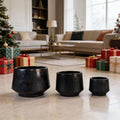 9 Inch Ceramic Planter Set of 3, 15/11/9 Inch, Antique Black by Noeko