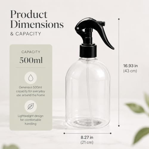 500ml Fine Mist Spray Bottle, Reusable Empty Large Spray Bottles, Multi-Purpose Water Spray Bottle for Gardening, Plant Watering, Hair Mist, Car Cleaning and Household Use - Image 2