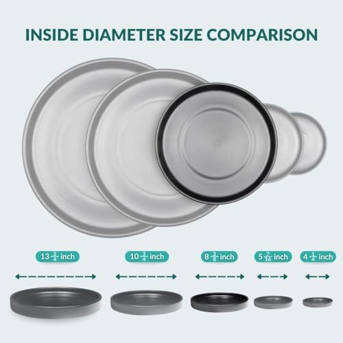Heavy Duty Ceramic Black Plant Saucer - with Silicone Feet for Added Surface Protection - Scratch-Resistant Plant Drip Trays for Pots 8.3" at the Base or Less, Plant Plate, 7-8 Inch Plant Saucer - Image 5