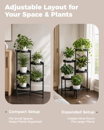 Bamworld Plant Stand Indoor Outdoor 5 Tier Corner Plant Shelf Metal Holder - Image 4