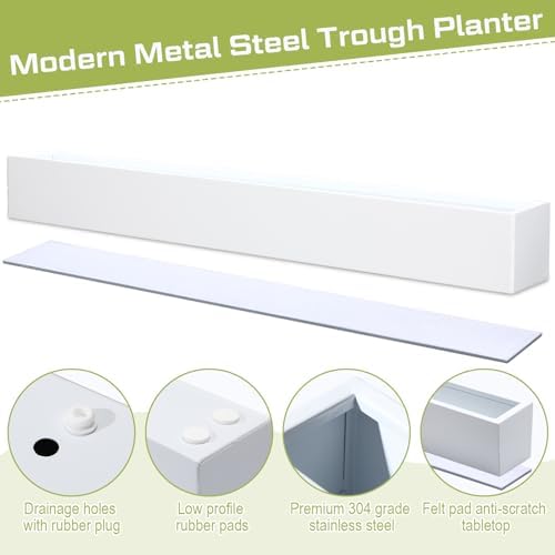 FillTouch 32 x 3.5 x 3.5 Inch 2 Pcs Long Rectangular Planter Box,White - Image 5