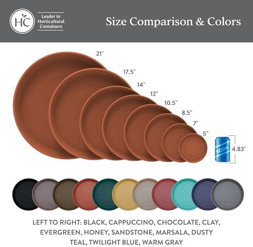 The HC Companies 17.5 Inch Prima Round Plant Saucer, Lightweight UV-Resistant Plastic Outdoor & Indoor Flower Pot Tray, 2-Pack Plant Pot Trays for Garden & Home Decor, Sandstone - Image 6