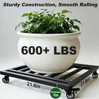 22" Metal Plant Caddy with Wheels Heavy Duty,600Lbs Large Rolling Plant Stand,Square Plant Dolly with Industrial Casters,Rust-Proof Plant Rollers for Large Planters,Pots,1 Pack - Image 2