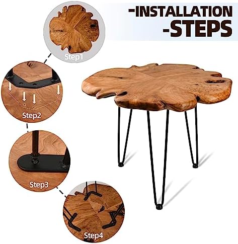 23.6 Inch Live Edge Side Table, Wood Freeform Small End Table with Waterproof, Rustic Accent Table Unique for Living Room, Bedroom, Home - Image 3