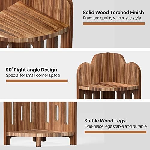 Meangood Bathroom Corner Shelf Stand, 3 Tier Pine Wood Display Shelf for Narrow Space, Shower Corner Shelf, Plant Stand Nightstand, for Living Room, Bedroom, Home Office, Elegant - Image 6
