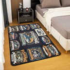 Erosebridal Fishing Area Rug 6'6" x 4'11" Patchwork Living Room Rugs Sea Bass Vintage Retro Poster Style Decorative Carpet Fishing and Hunting Theme Fish Indoor Floor Mat - Image 3