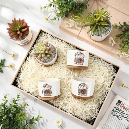 Havawish 6 Pcs Volunteer Appreciation Gifts Ceramic Succulent Planter Pots Mini Porcelain Plant Containers Thank You Gifts for Volunteer Month Social Worker, Plants Excluded - Image 6