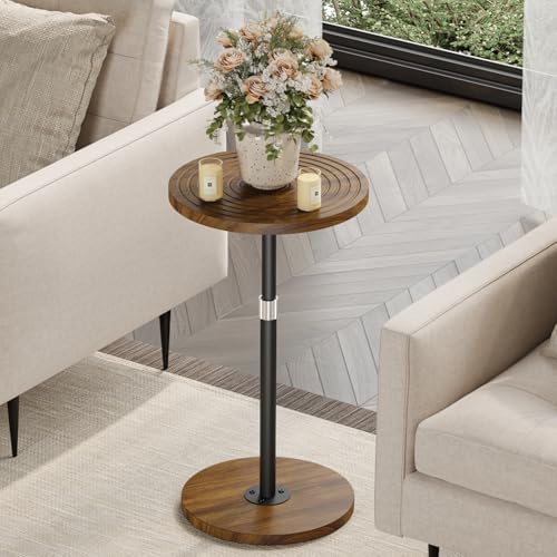 Asgolion Round Small Side Table, Adjustable-Height Drink Table - Image 2