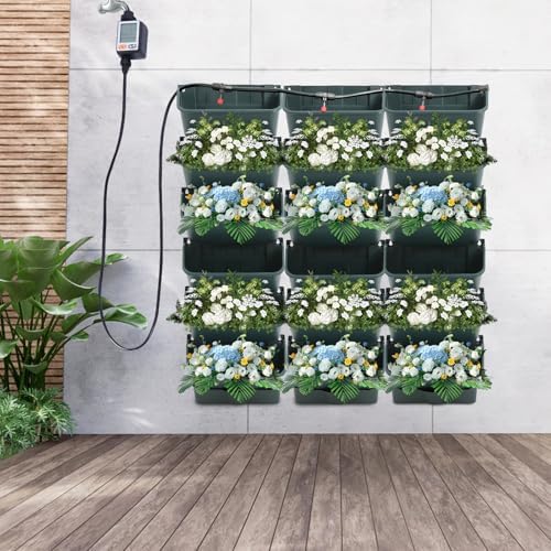 Self-Watering Wall-Mounted Planter, Vertical Garden Planter Set with 18 Pots, Stackable Plant Grow Pots with Electronic Timer for Growing Veggies, Fruits, Herbs, Flowers. - Image 2